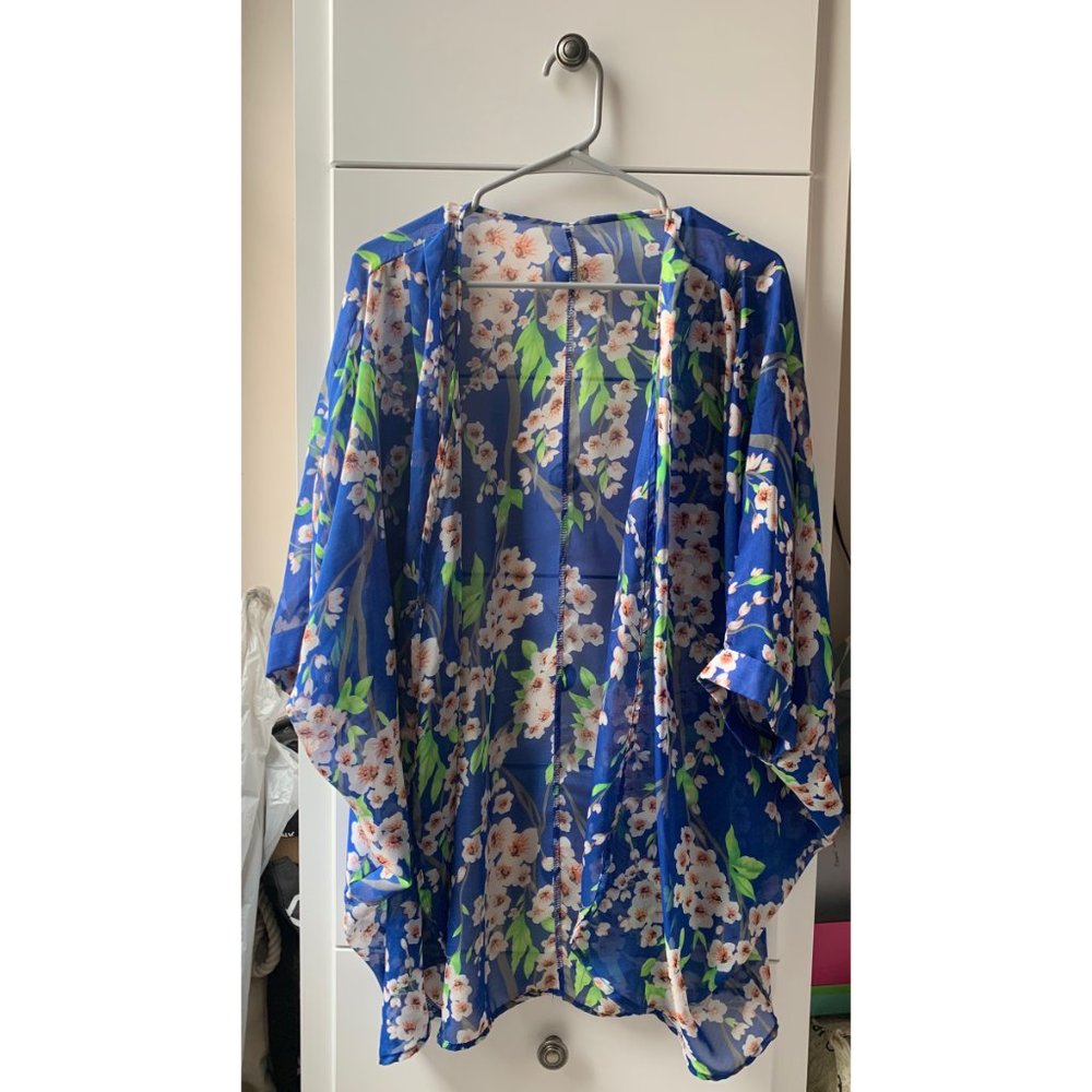 $5 SALE Floral Print Sheer Chiffon Kimono